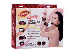 Fesselset m. Stickerei 5-teilig Kunstleder Laced-up