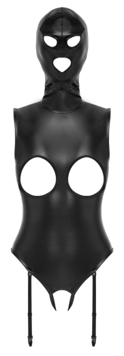 Fetisch Strapsbody ouvert m. Kopfhaube elastisch Kunstleder m. Reissverschluss brustfrei & schrittfrei kaufen