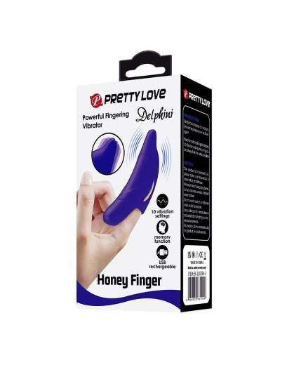 Fingervibrator aufladbar Delphini Silikon blau 10 Vibrationsmodi wasserdicht von PRETTY LOVE günstig kaufen