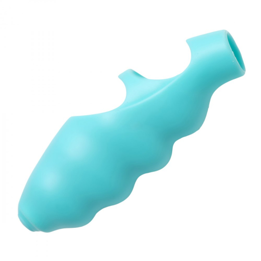 Fingervibrator Bang-Her Silikon blaugrün gewellter Fingerüberzug mit eingebautem Einweg-Kugelvibrator kaufen