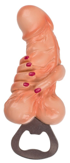Flaschenöffner Willy & Hand Metall Kapselheber mit Penis & detaillierter Hand mit roten Fingernägeln & Magnet kaufen