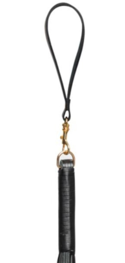 Flogger m. Handschlaufe Leder schwarz-gold mit umwickeltem Griff abnehmbare Handschlaufe von ZADO kaufen