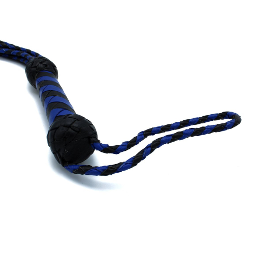 Flogger Peitsche geflochten Leder 9-Tails blau-schwarz mit 9 geflochtenen Schwänzen 66cm Länge 200 Gramm kaufen