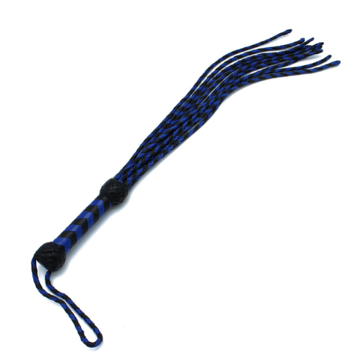 Flogger Peitsche geflochten Leder 9-Tails blau-schwarz 66cm Länge 200 Gramm BdSM Schlagwerkzeug günstig kaufen