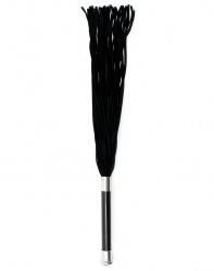 Flogger Peitsche m. Glas-Griff Velours Crystal schwarz