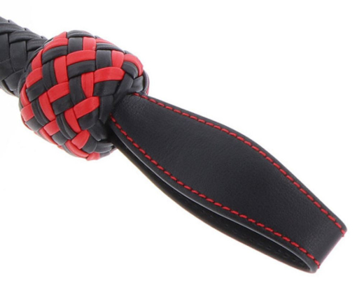 Flogger Whip Roses braided Leather extraordinary Design w. Rose-shaped Ends red-black by HIDDEN DESIRE buy cheap