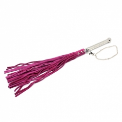 Flogger Veloursleder m. Aluminium-Griff pink