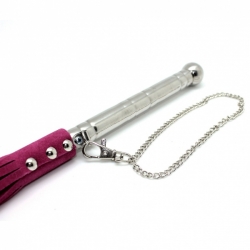 Flogger Veloursleder m. Aluminium-Griff pink