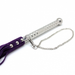 Flogger Veloursleder m. Aluminium-Griff violett