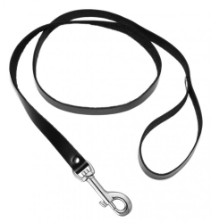 Leash w. Snap Hook Leather black 120cm x 1.25cm