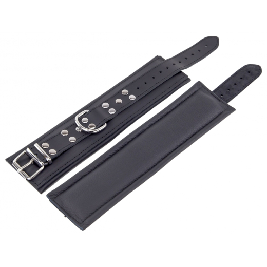 Ankle Cuffs padded w. D-Ring Leather black adjustable by Buckles high Quality Cowhide by THE RED buy cheap