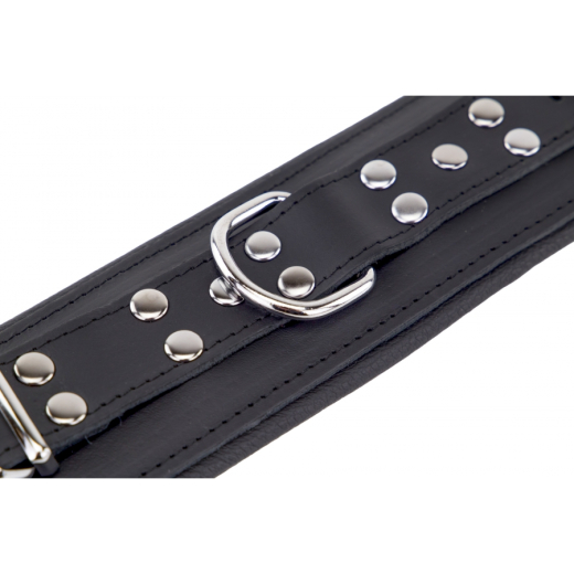 Ankle Cuffs padded w. D-Ring Leather black adjustable by Buckles high Quality Cowhide vegetable tanned buy cheap