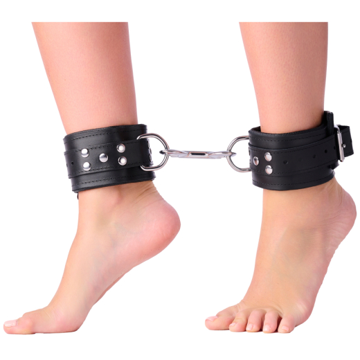 Ankle Cuffs padded w. D-Ring Leather black adjustable by Buckles Cowhide by THE RED buy cheap
