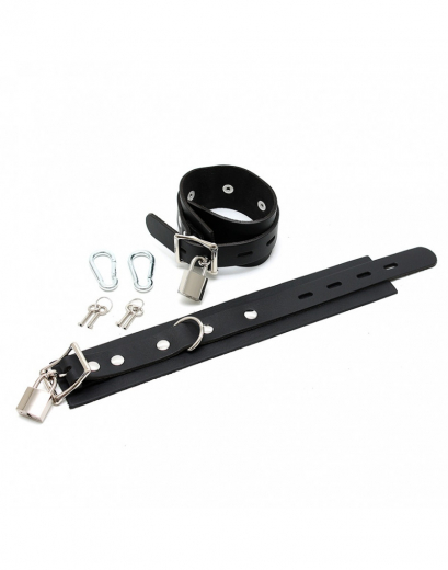 Ankle Restraints w. Locks & Snap Hooks Basic Leather