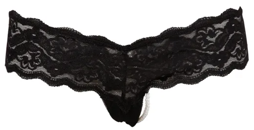 G-String m. Schritt-Perlenkette Orgasmus String schwarz