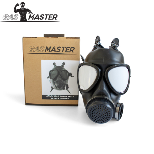 Gasmaster Gas Mask Army w. black Lenses Fetish-Mask separate Air Intake & Outlet by GASMASTER buy cheap