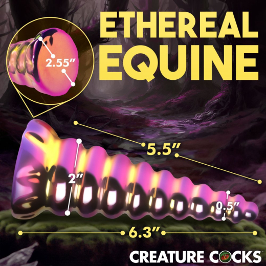 Glass-Dildo w. Stand Twilight Rainbow w. graduated Ribs Fantasy-Dong Unicorn-Horn shaped by CREATURE COCKS buy