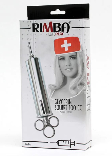 Gleitmittel-Spritze verchromt 100ml im 435g schwere Spritze auch für Katheter- Klistier- & andere Doktorspiele kaufen