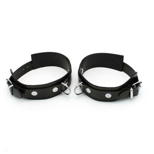 Rubber Ankle Restraints w. Buckles slim & flexible black shiny Ankle-Cuffs buy cheap @Fetischladen CH Online Store
