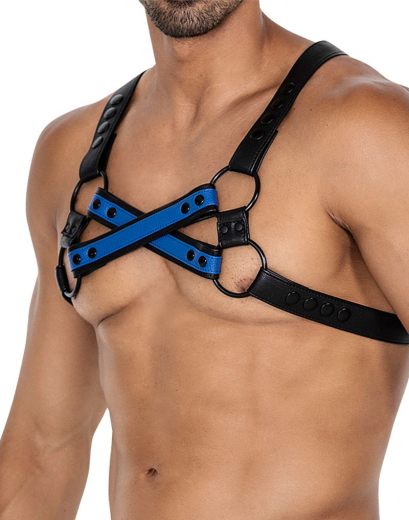 H4RNESS by C4M 4-Way Harness radiant blue different 4-Ways wearable PU-Leather Harness adjustable buy cheap