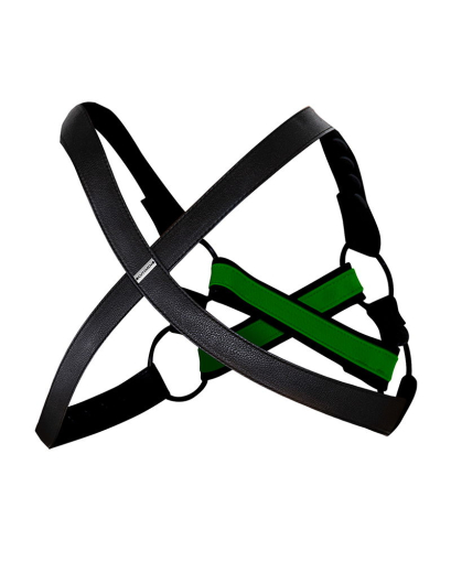 H4RNESS by C4M 4-Way Harness grün auf 4 Arten tragbar Kunstelder-Harness .t schwarzer Metallhardware günstig kaufen