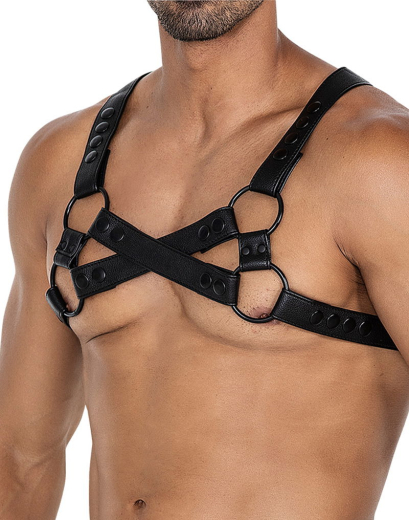 H4RNESS by C4M 4-Way Harness black different 4-Ways wearable PU-Leather Harness adjustable buy cheap
