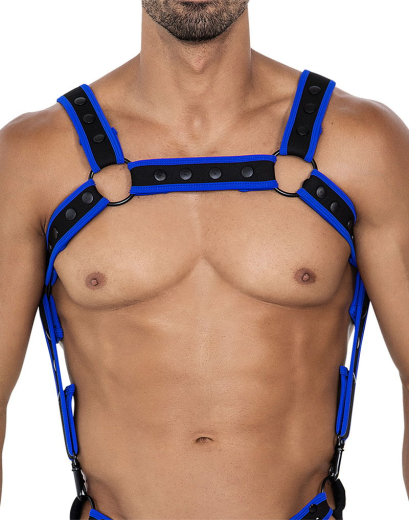 H4RNESS by C4M NEO Harness blau aus Neopren mit Druckknöpfen verstellbar abnehmbare Hosenträger kaufen