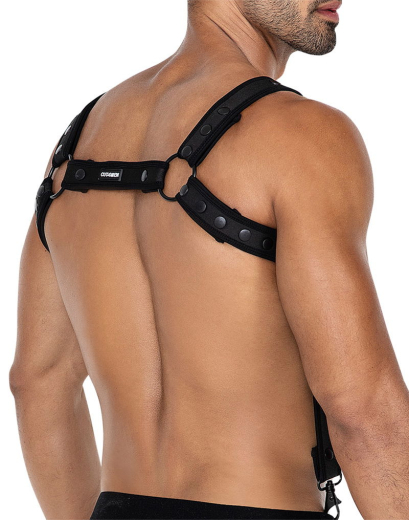 H4RNESS by C4M NEO Harness schwarz Neopren m. Druckknöpfen verstellbar & Hosenträger m. Karabiner kaufen