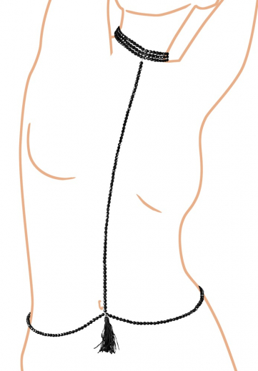 Halsband-Bikinikette Kunstperlen schwarz