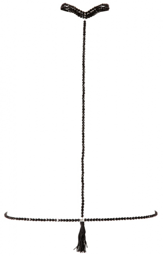 Halsband-Bikinikette Kunstperlen schwarz