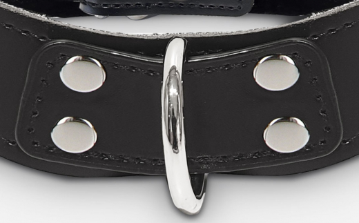 Halsband m. D-Ring schwarz Kunstleder m. Samtfütterung geschwungene ergonomische Form von TABOOM kaufen