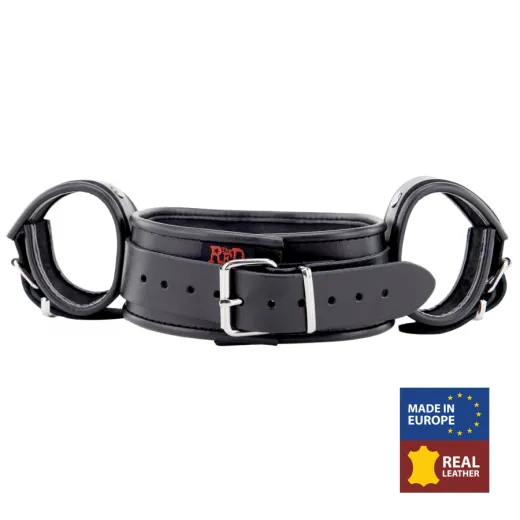 Halsband-Handfesseln Kombination Leder mit Schnallen einstellbar mit gerundeten Kanten von THE RED günstig kaufen