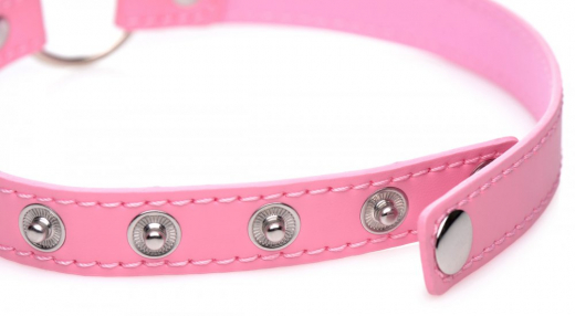Halsband Kinky Kitty Kunstleder pink nickelfreier O-Ring mit Katzenohren verstellbares schmales Band kaufen