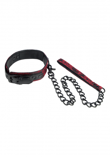 Collier & Laisse Scandal Collar & Leash rouge-noir noble look brocart noir sans nickel à bas prix