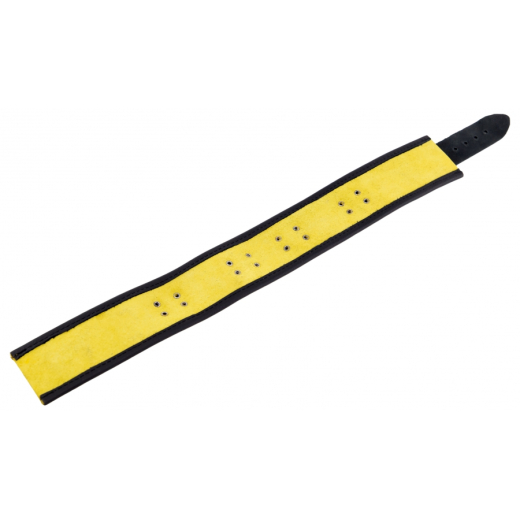 Collar w. D-Rings Leather yellow-black by Buckle adjustable strong Cowhide BDSM Neck Restraint by THE RED buy cheap