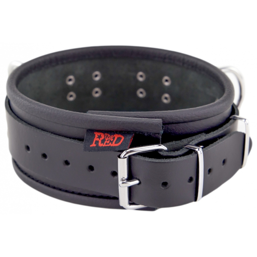 Halsband m. D-Ringen Leder schwarz mit Schnalle einstellbar hochwertiges Rindsleder BdSM Halsband von THE RED kaufen