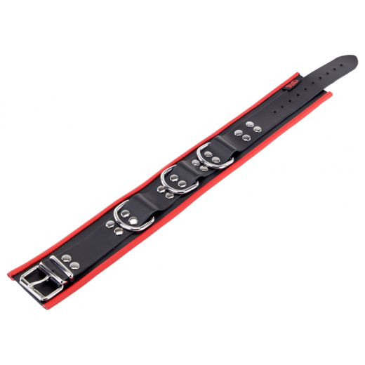 Collier avec anneaux en D en cuir noir-rouge avec boucle réglable en cuir de haute qualité de THE RED acheter