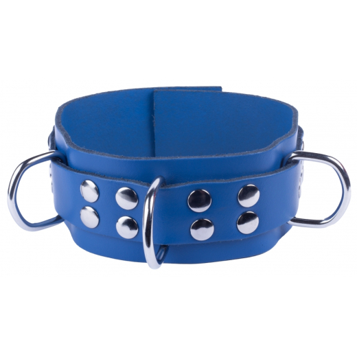 Halsband m. D-Ringen Ultra Leder blau