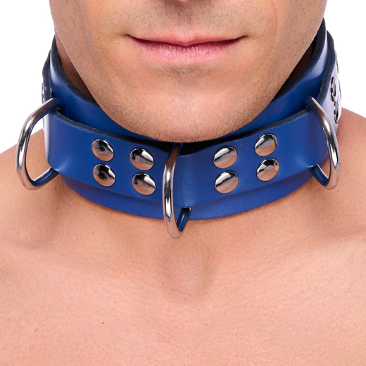 Halsband m. D-Ringen Ultra Leder blau starkes Rindsleder mit Schnalle einstellbar von THE RED günstig kaufen