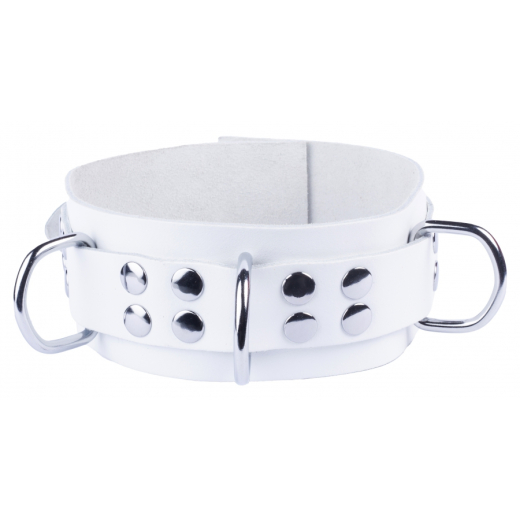 Halsband m. D-Ringen Ultra Leder weiss