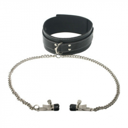 Halsband m. einstelbaren Brustklemmen Kunstleder & Kontrastfarben vernähten Kanten & Zierketten kaufen