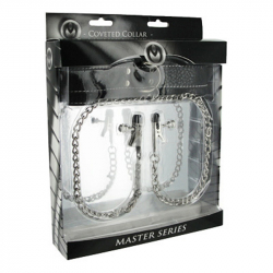 Halsband m. einstelbaren Brustklemmen Kunstleder mit Zierketten & fein einstellbaren Brustklammern kaufen