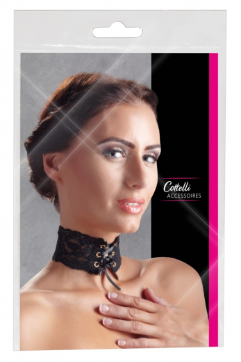 Halsband Spitze m. Satinschürung Spitzenhalsband mit Satinbänder-Schnürung von COTTELLI ACCESSOIRES kaufen