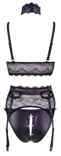 Halsband-Top Strumpfhalter & Slip m. Druckknöpfen