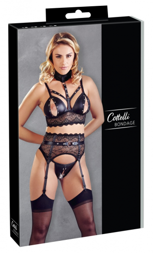 Halsband-Top Strumpfhalter & Slip m. Druckknöpfen