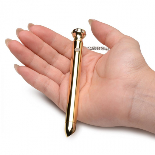 Halskette m. Edelstahlvibrator aufladbar goldfarben