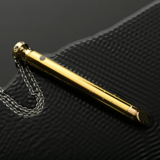 Halskette m. Edelstahlvibrator aufladbar goldfarben