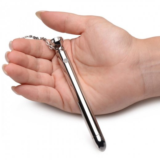 Necklace w. Steel Vibrator rechargeable silver-colored