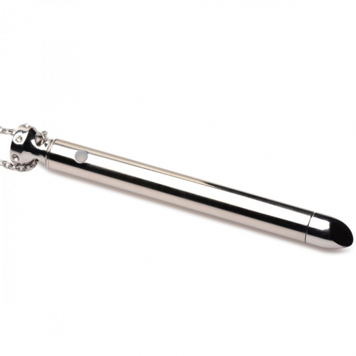 Necklace w. Steel Vibrator rechargeable silver-colored