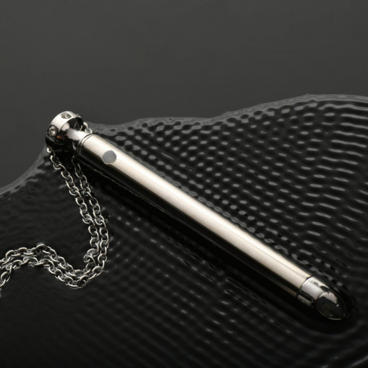 Necklace w. Steel Vibrator rechargeable silver-colored